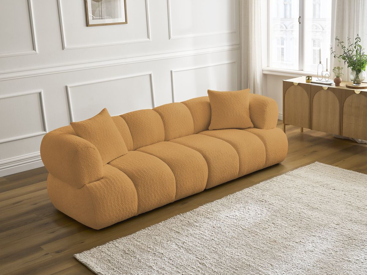 Canapé droit 3 places PAMIRA bouclette jaune — vue 6