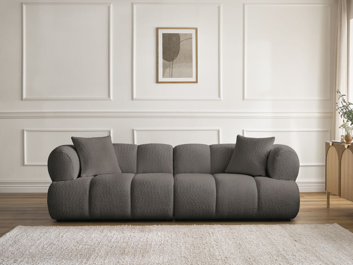 Canapé droit 3 places PAMIRA bouclette marron — vue 4