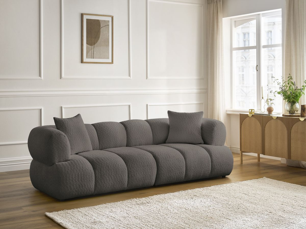 Canapé droit 3 places PAMIRA bouclette marron — vue 5