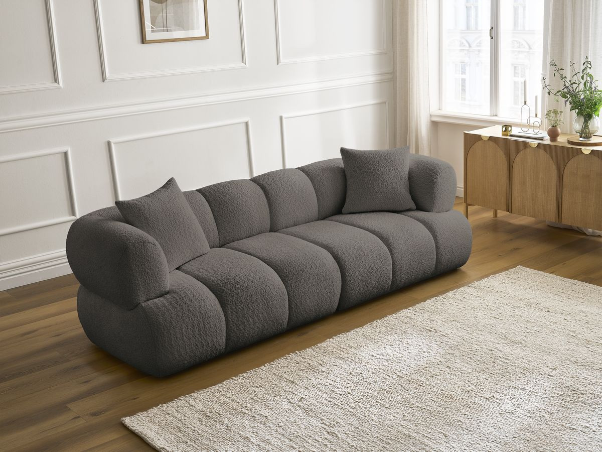 Canapé droit 3 places PAMIRA bouclette marron — vue 6