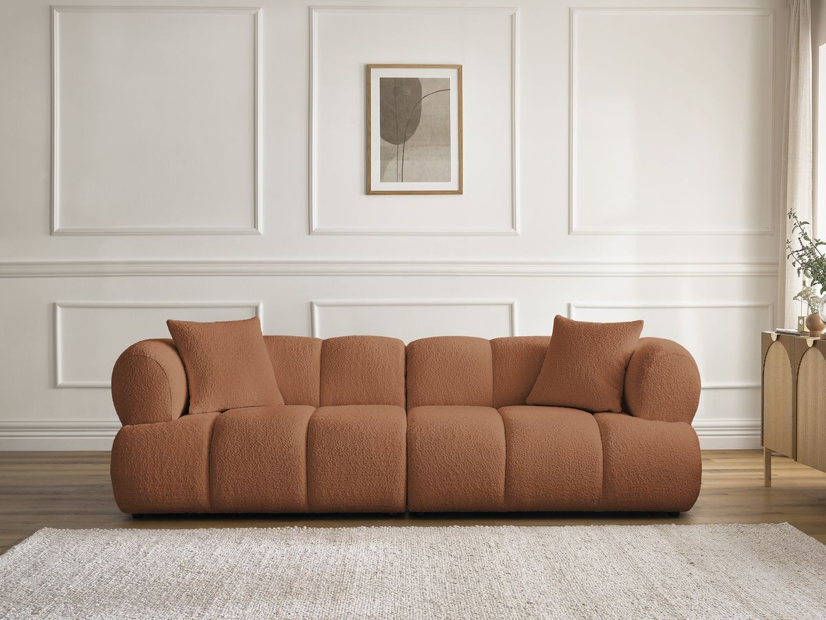 Canapé droit 3 places PAMIRA bouclette orange — vue 4