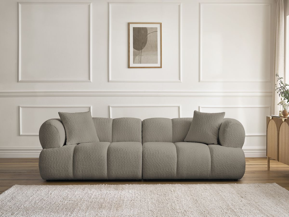 Canapé droit 3 places PAMIRA bouclette taupe — vue 4