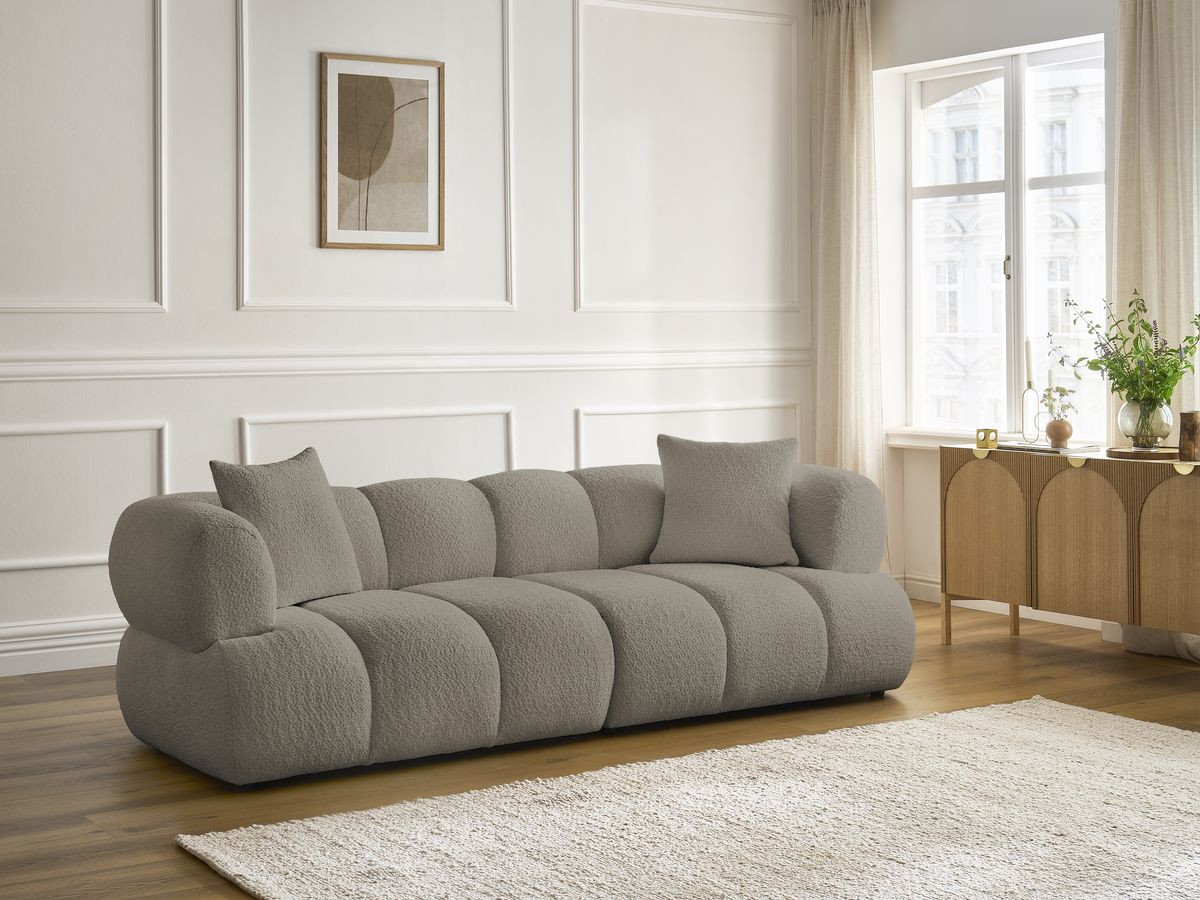 Canapé droit 3 places PAMIRA bouclette taupe — vue 5