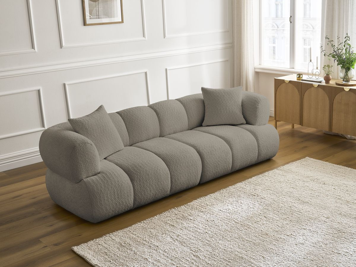 Canapé droit 3 places PAMIRA bouclette taupe — vue 6