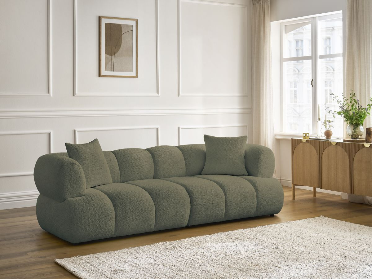 Canapé droit 3 places PAMIRA bouclette vert — vue 5