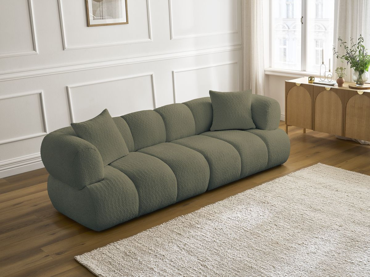 Canapé droit 3 places PAMIRA bouclette vert — vue 6