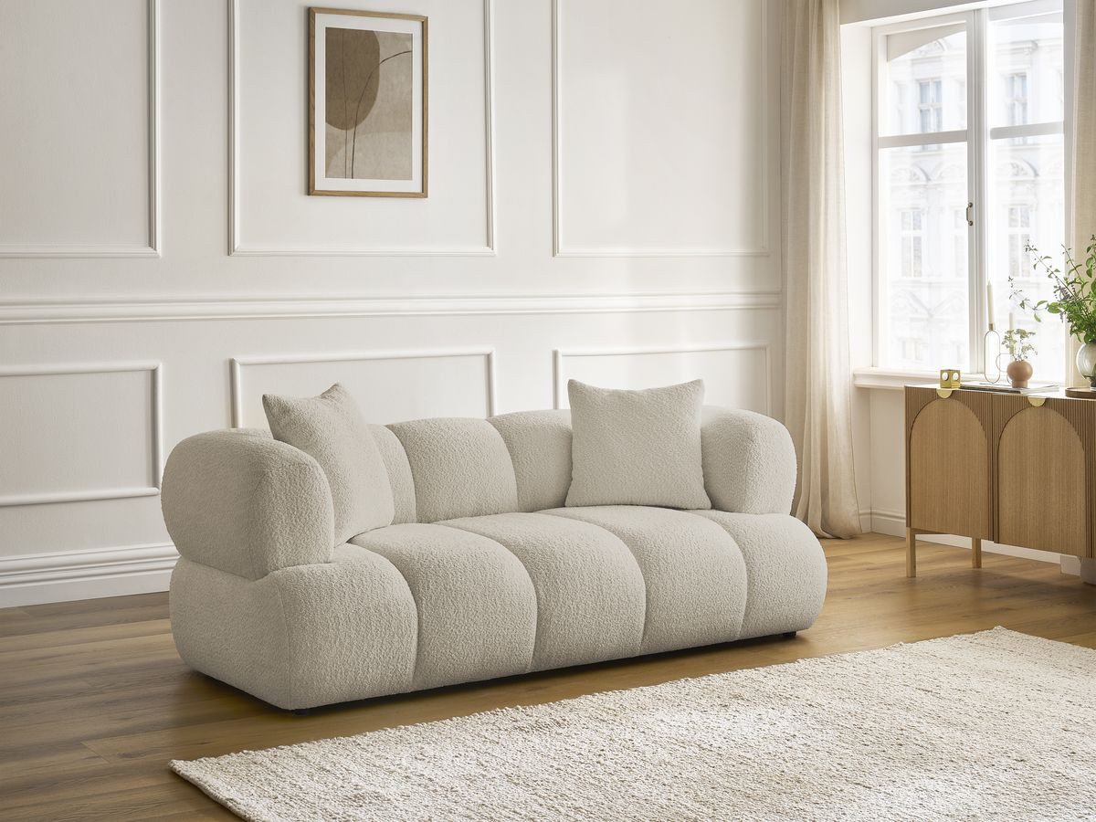 Canapé droit 2 places PAMIRA bouclette beige — vue 5