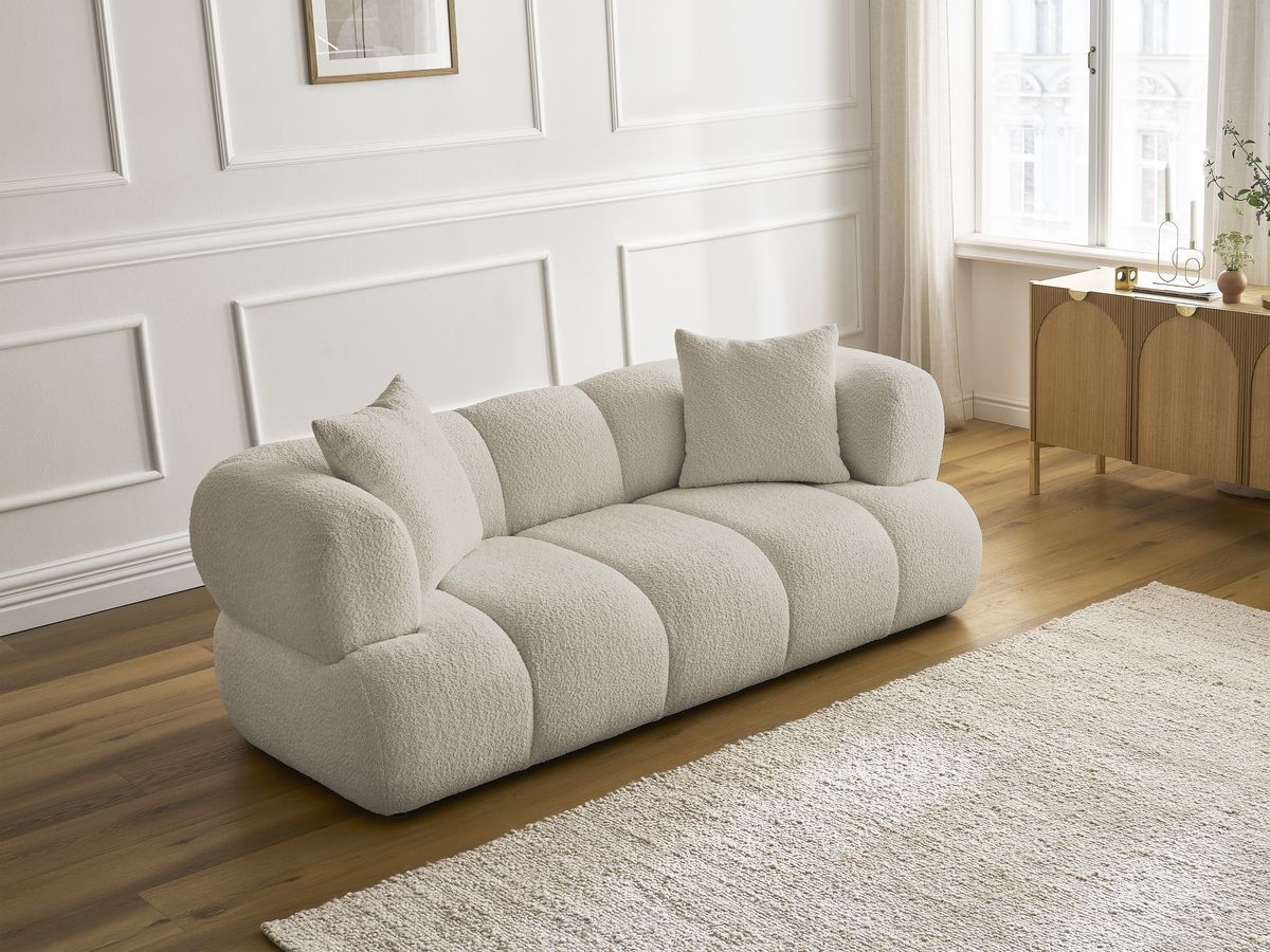 Canapé droit 2 places PAMIRA bouclette beige — vue 6