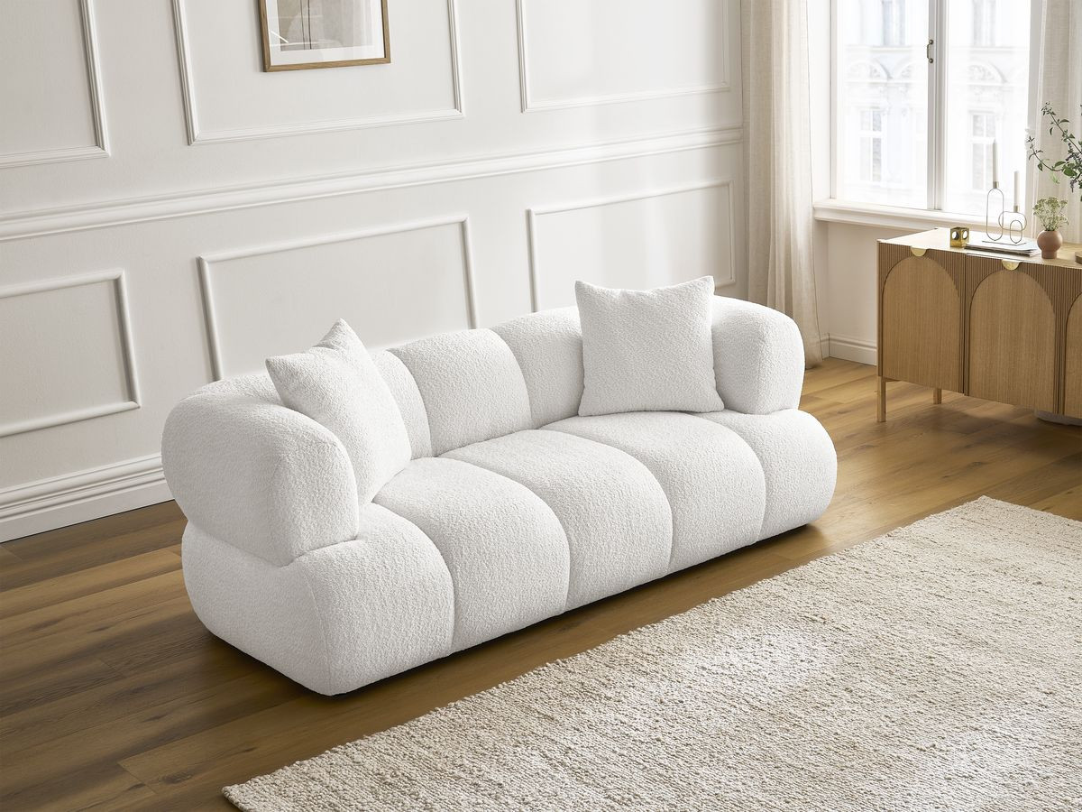 Canapé droit 2 places PAMIRA bouclette blanc — vue 6