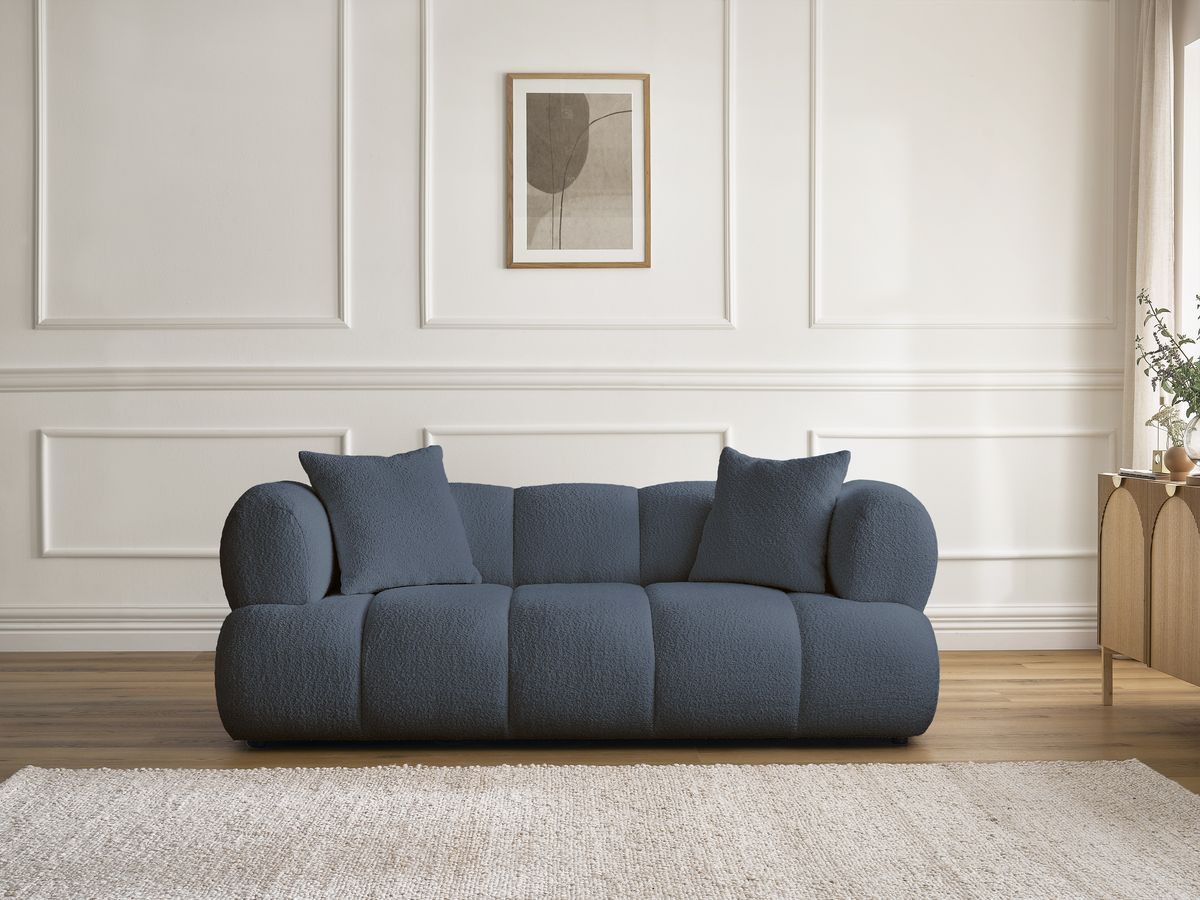 Canapé droit 2 places PAMIRA bouclette bleu foncé — vue 4