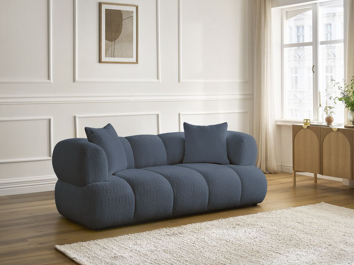 Canapé droit 2 places PAMIRA bouclette bleu foncé — vue 5