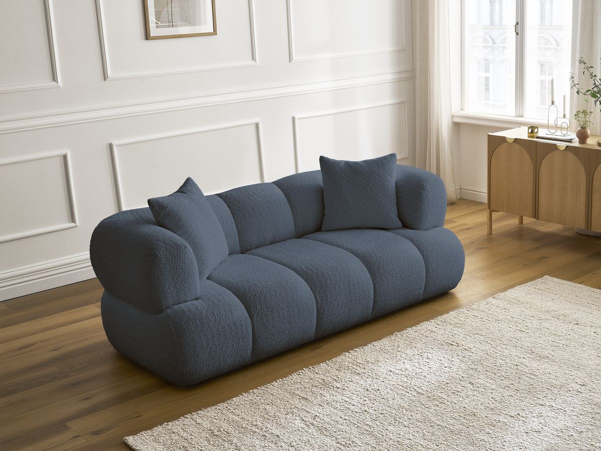 Canapé droit 2 places PAMIRA bouclette bleu foncé — vue 6
