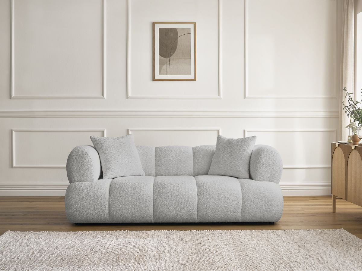 Canapé droit 2 places PAMIRA bouclette gris clair — vue 4