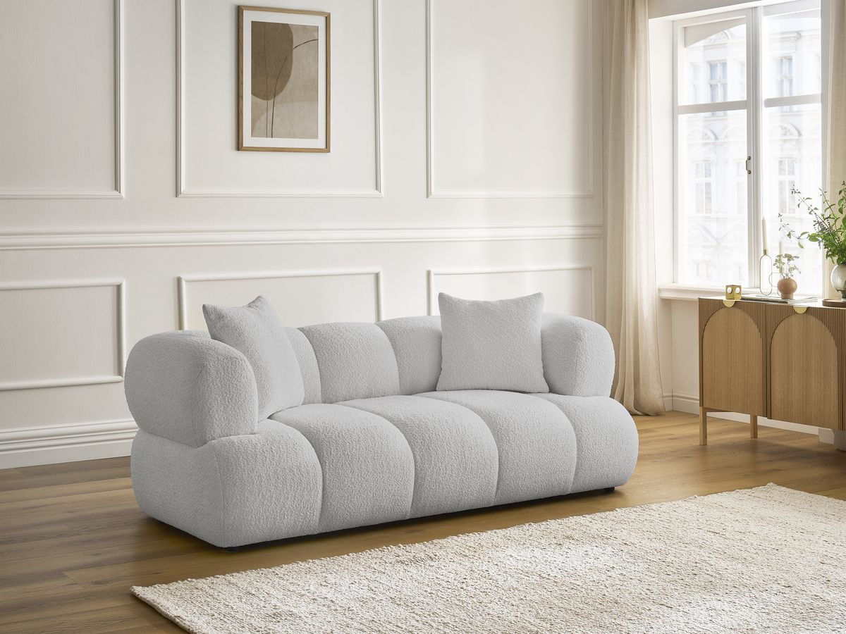 Canapé droit 2 places PAMIRA bouclette gris clair — vue 5