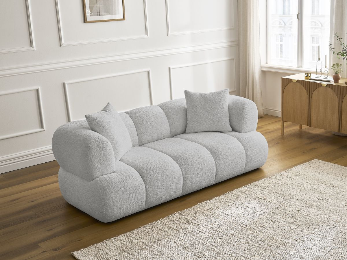 Canapé droit 2 places PAMIRA bouclette gris clair — vue 6