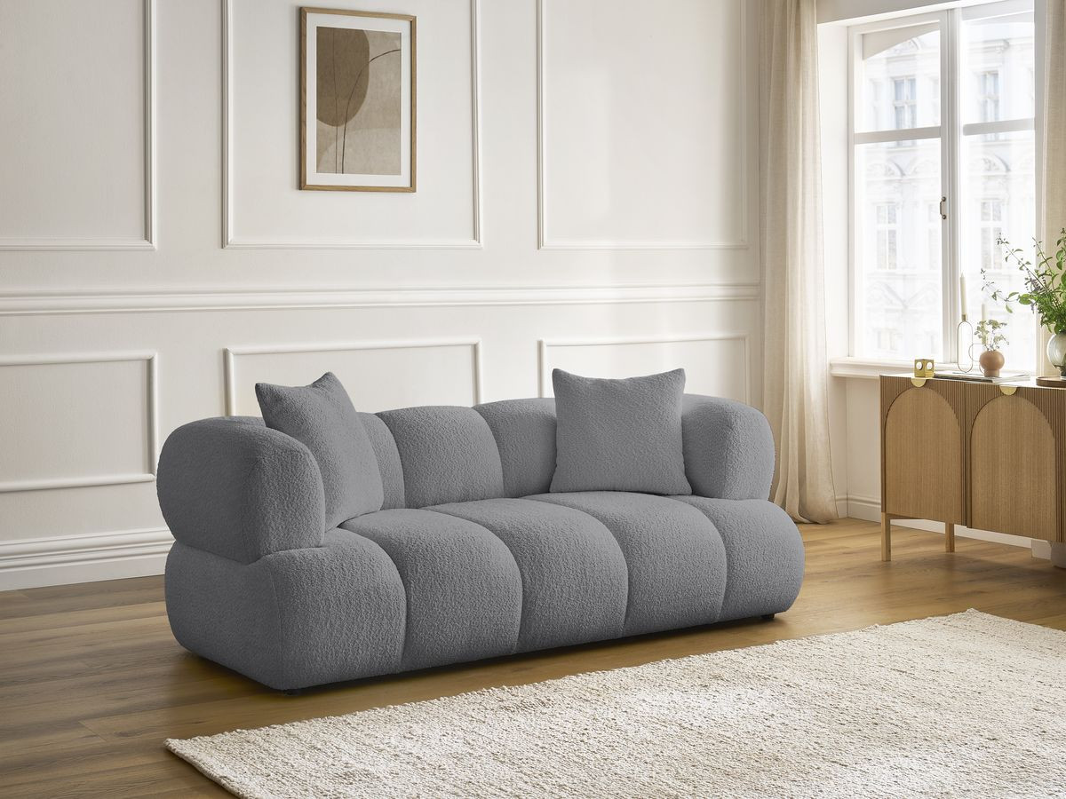 Canapé droit 2 places PAMIRA bouclette gris foncé — vue 5