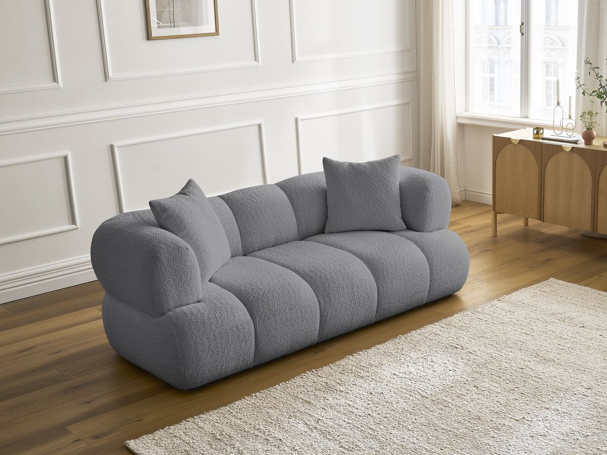 Canapé droit 2 places PAMIRA bouclette gris foncé — vue 6