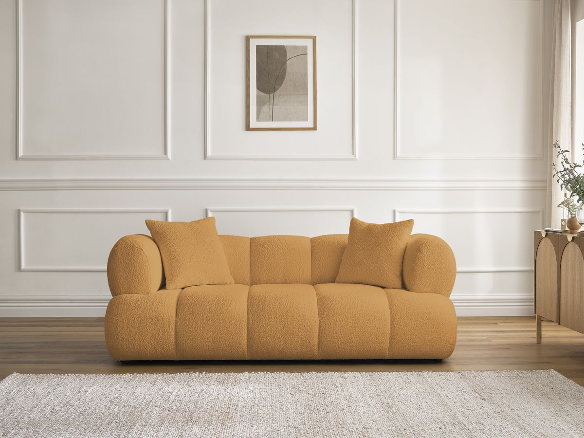 Canapé droit 2 places PAMIRA bouclette jaune — vue 4