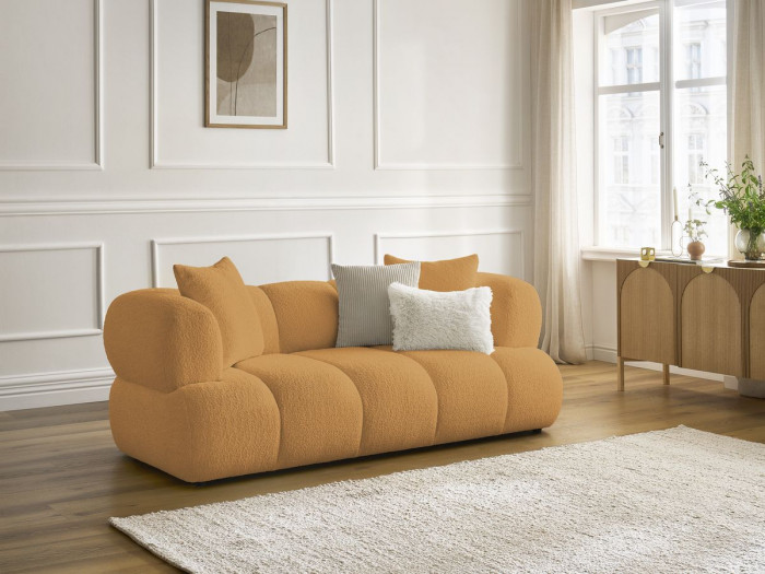 Canapé droit fixe 2 places PAMIRA tissu bouclette