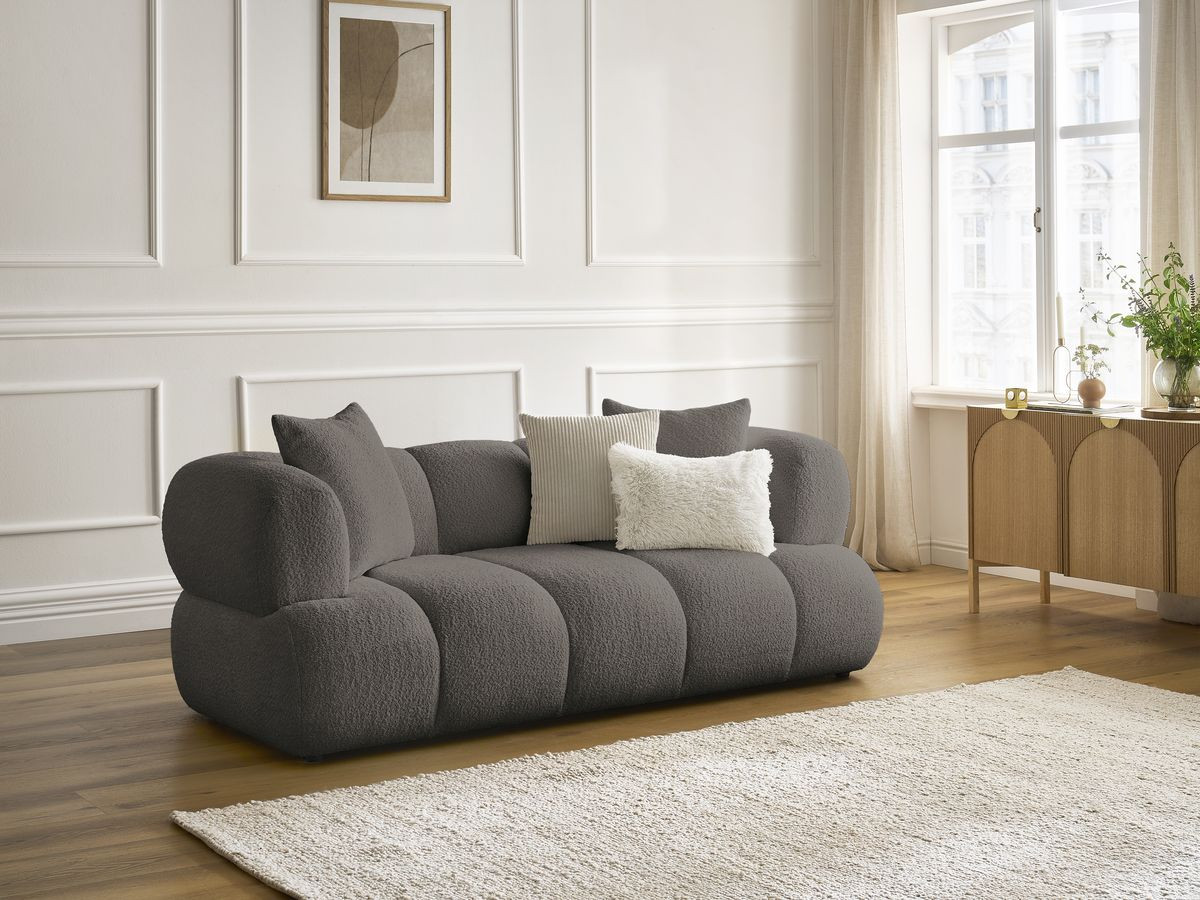 Canapé droit 2 places PAMIRA bouclette marron