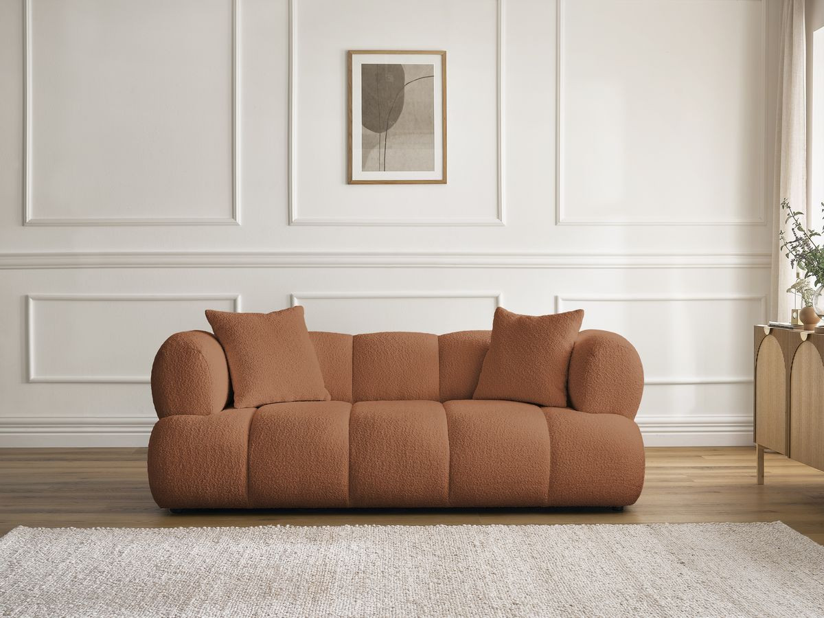 Canapé droit 2 places PAMIRA bouclette orange — vue 4