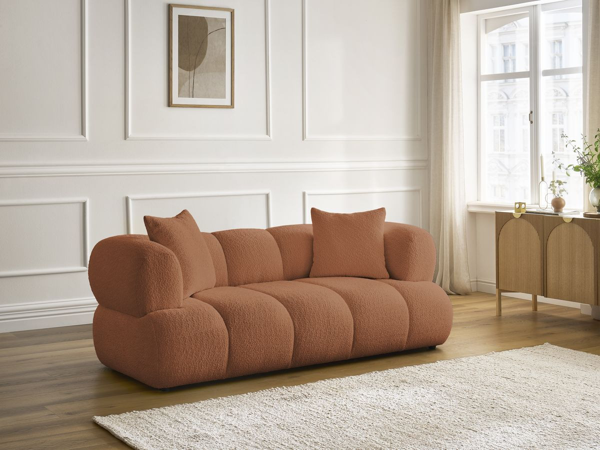 Canapé droit 2 places PAMIRA bouclette orange — vue 5