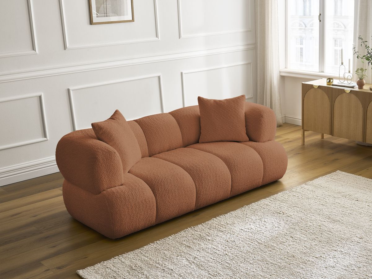 Canapé droit 2 places PAMIRA bouclette orange — vue 6