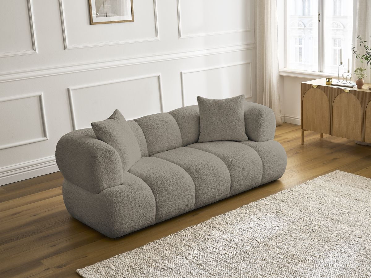 Canapé droit 2 places PAMIRA bouclette taupe — vue 6