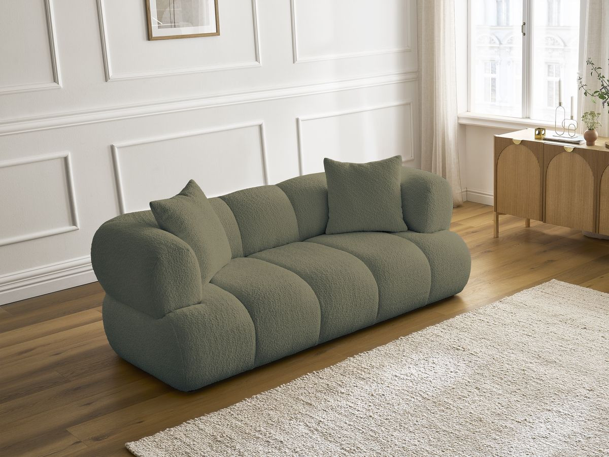 Canapé droit 2 places PAMIRA bouclette vert — vue 6