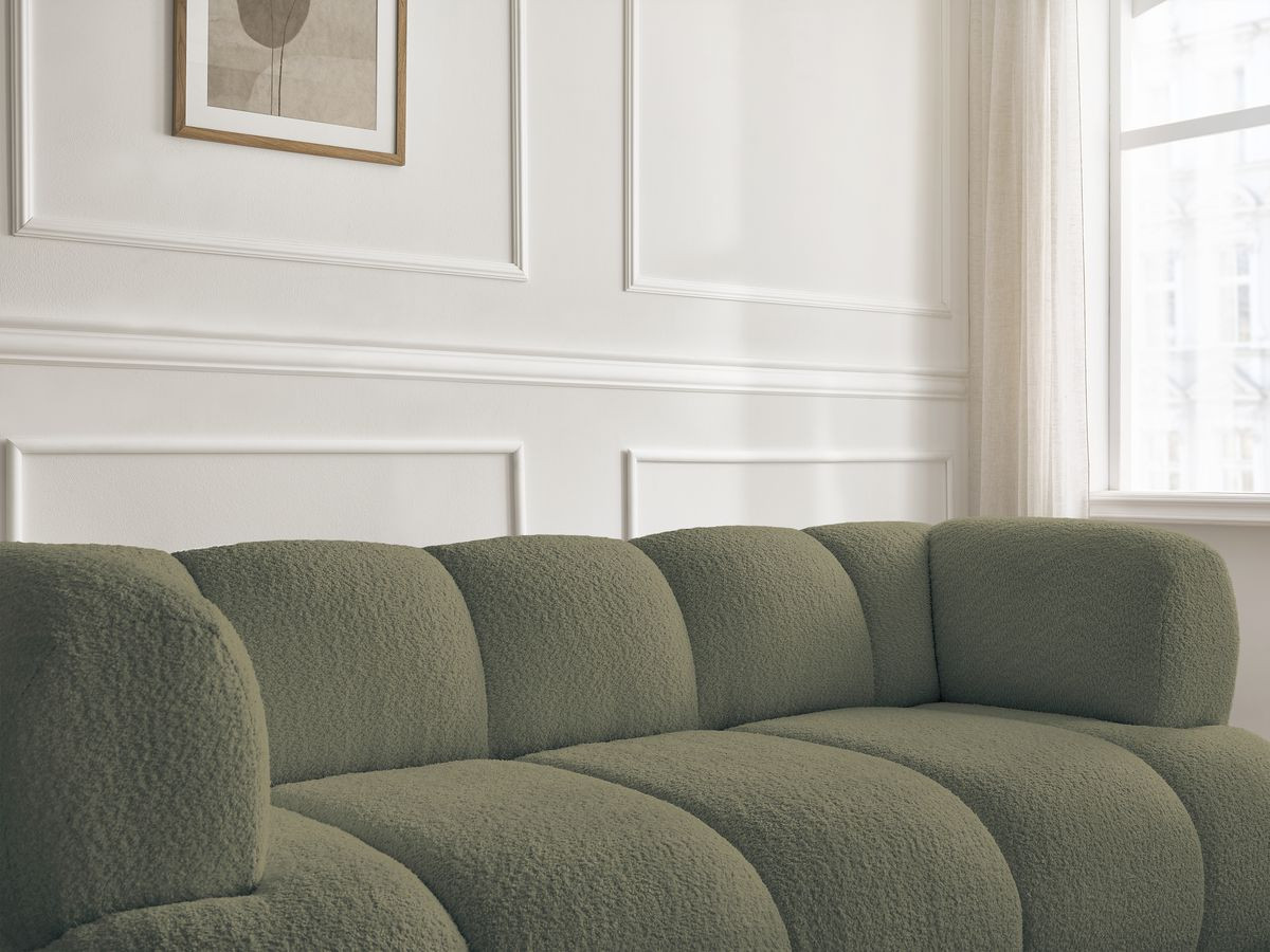 Canapé droit 2 places PAMIRA bouclette avec pouf vert — vue 4