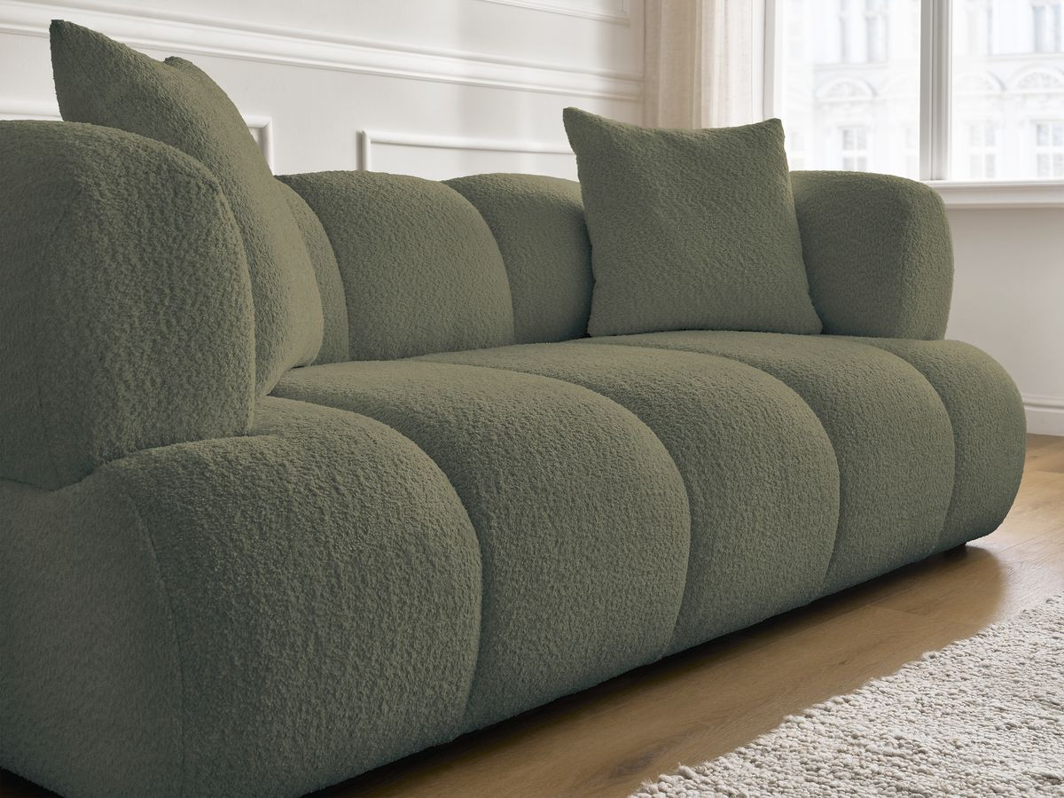 Canapé droit 2 places PAMIRA bouclette avec pouf vert — vue 6