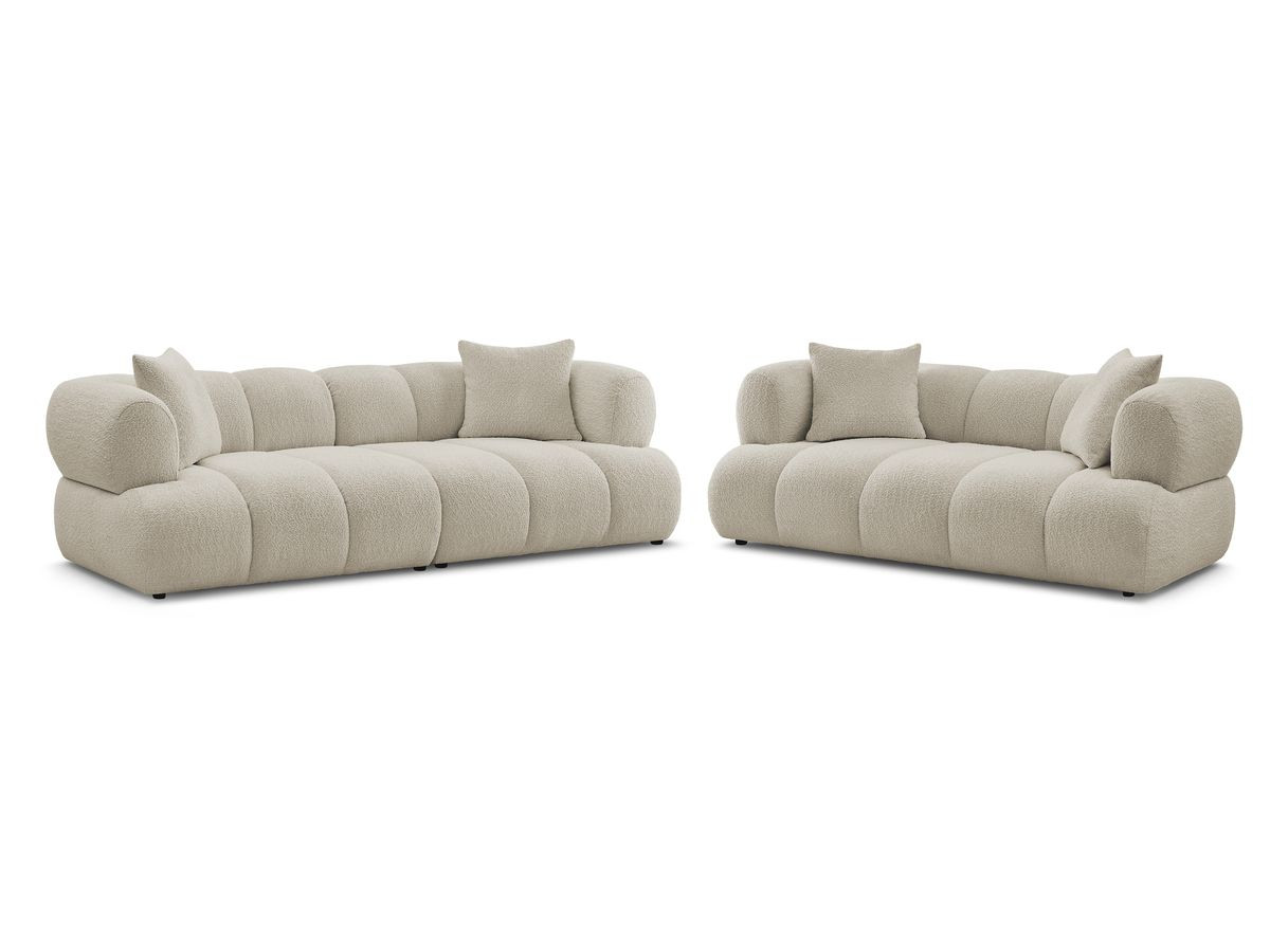 pamira vaste 3 + 2 zits rechte bankstel in badstof gekleurd beige