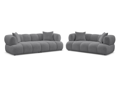Ensemble canapé droit fixe 3 + 2 places PAMIRA tissu bouclette