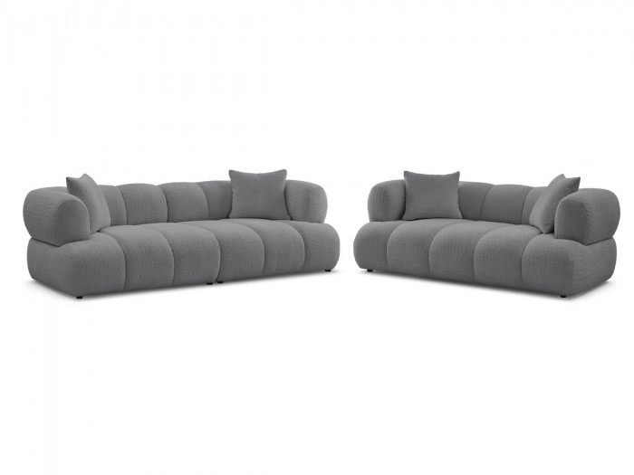 Ensemble canapé droit fixe 3 + 2 places PAMIRA tissu bouclette