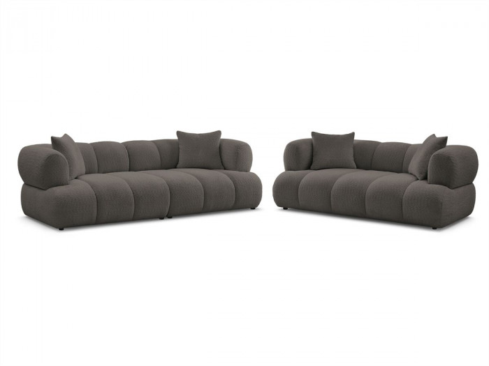 Ensemble canapé droit fixe 3 + 2 places PAMIRA tissu bouclette