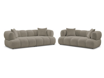 Ensemble canapé droit fixe 3 + 2 places PAMIRA tissu bouclette