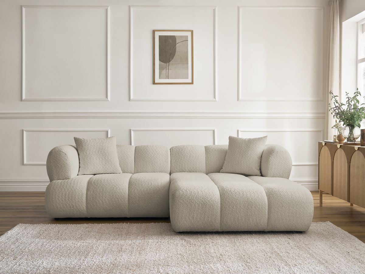 Canapé d'angle PAMIRA bouclette beige — vue 5