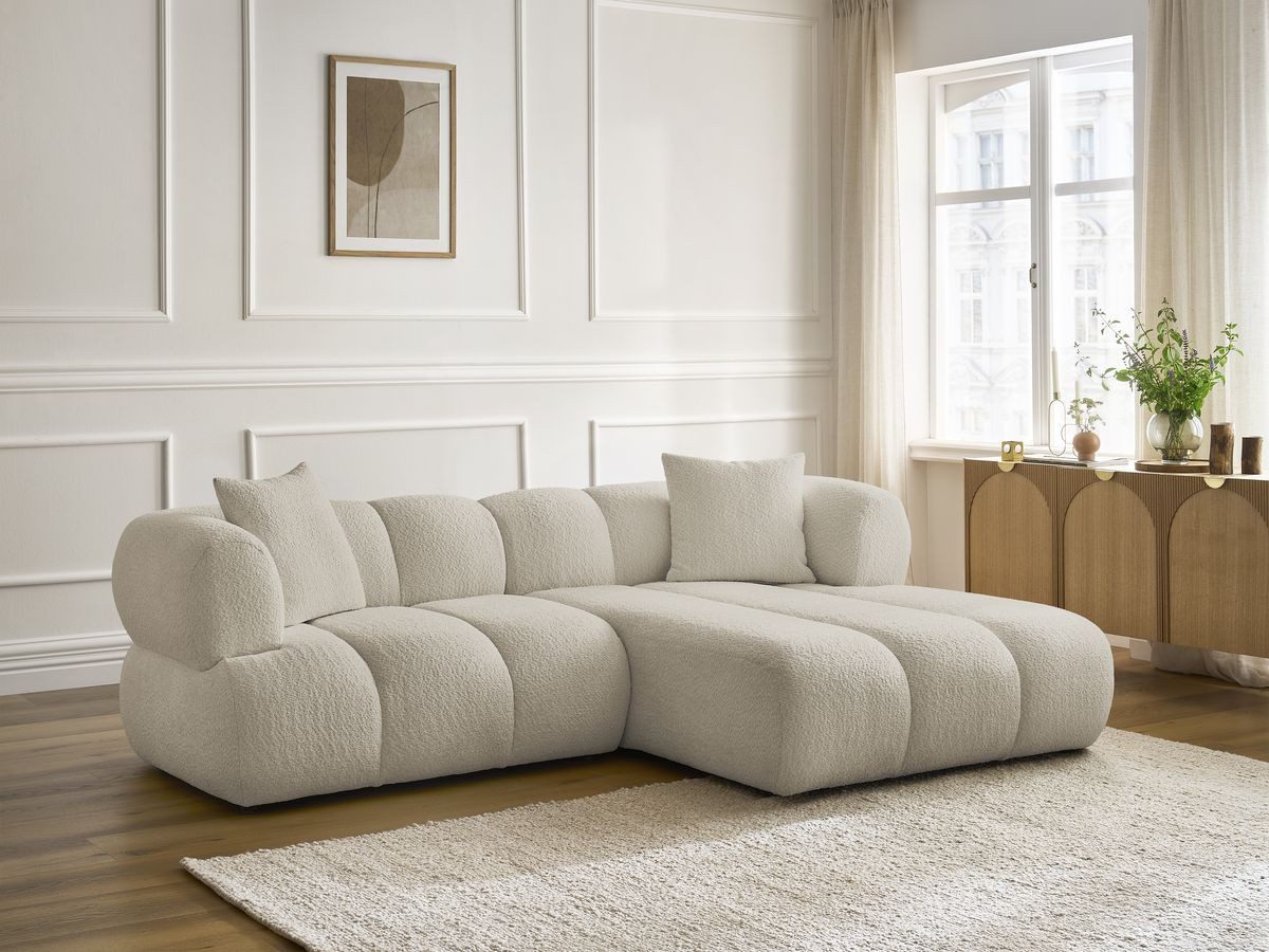 Canapé d'angle PAMIRA bouclette beige — vue 6