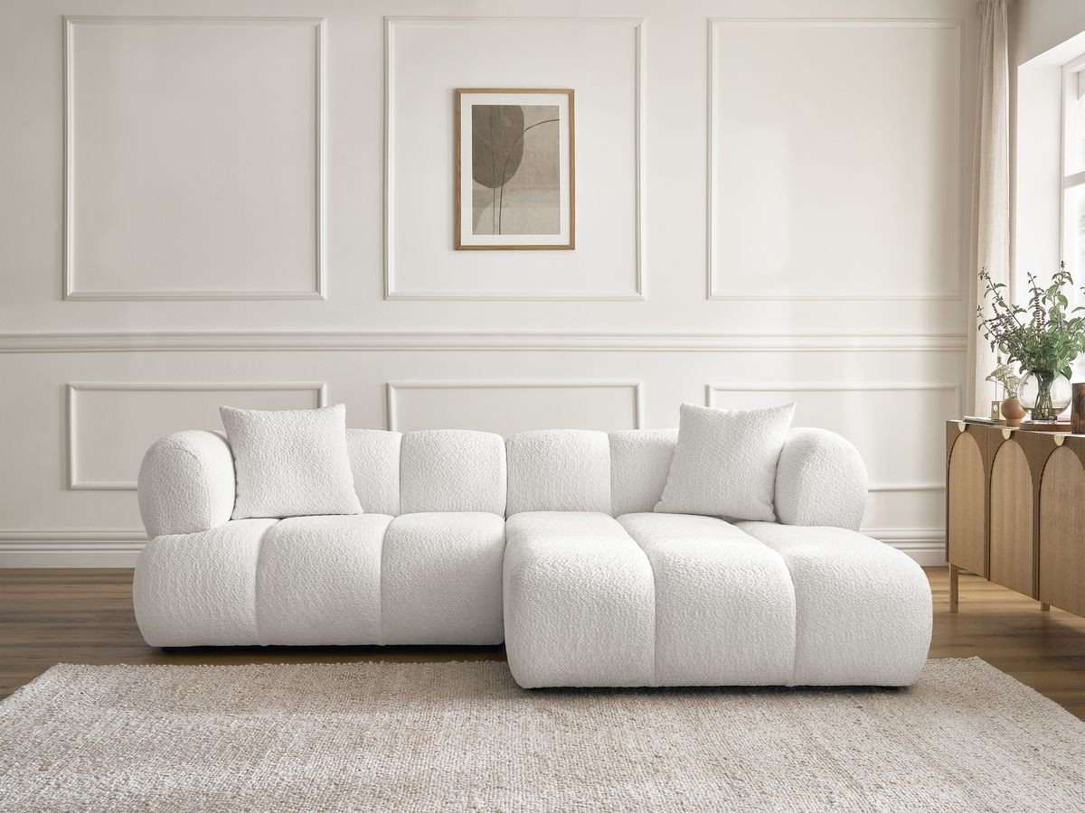 Canapé d'angle PAMIRA bouclette blanc — vue 5