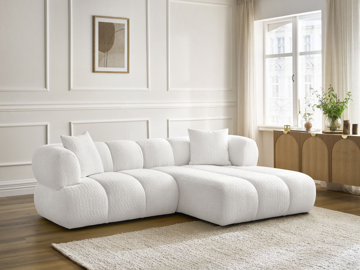 Canapé d'angle PAMIRA bouclette blanc — vue 6
