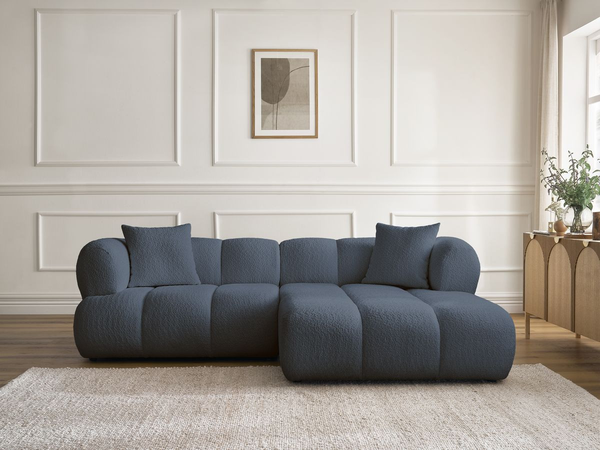 Canapé d'angle PAMIRA bouclette bleu foncé — vue 5