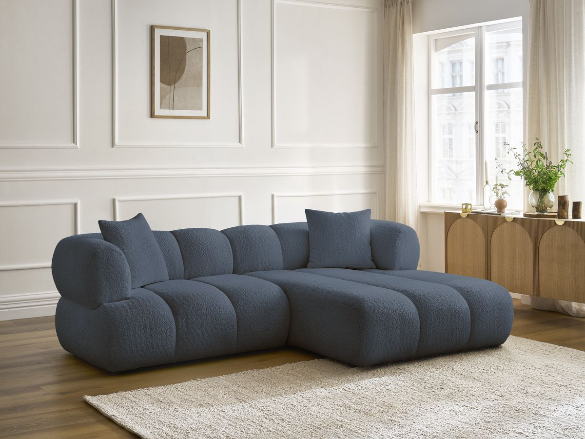 Canapé d'angle PAMIRA bouclette bleu foncé — vue 6