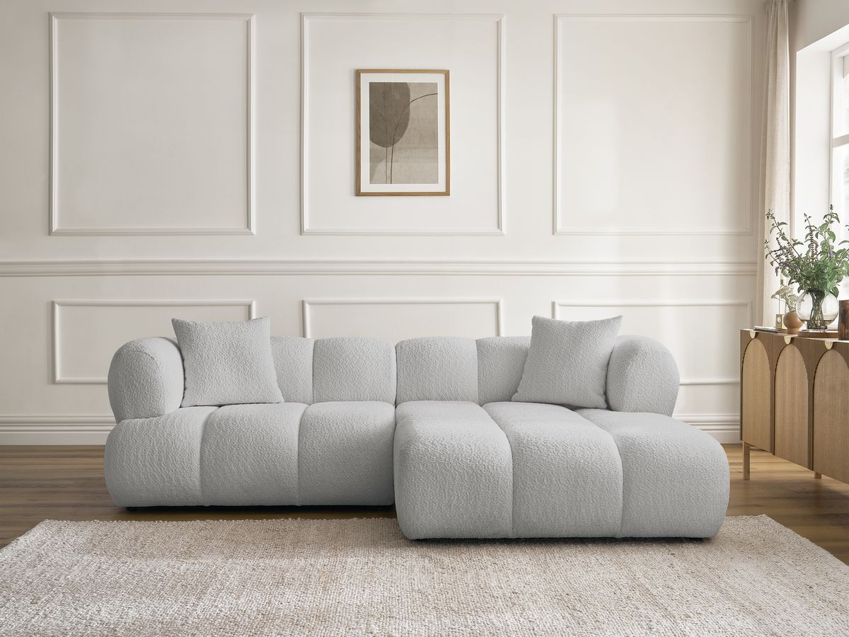 Canapé d'angle PAMIRA bouclette gris clair — vue 5