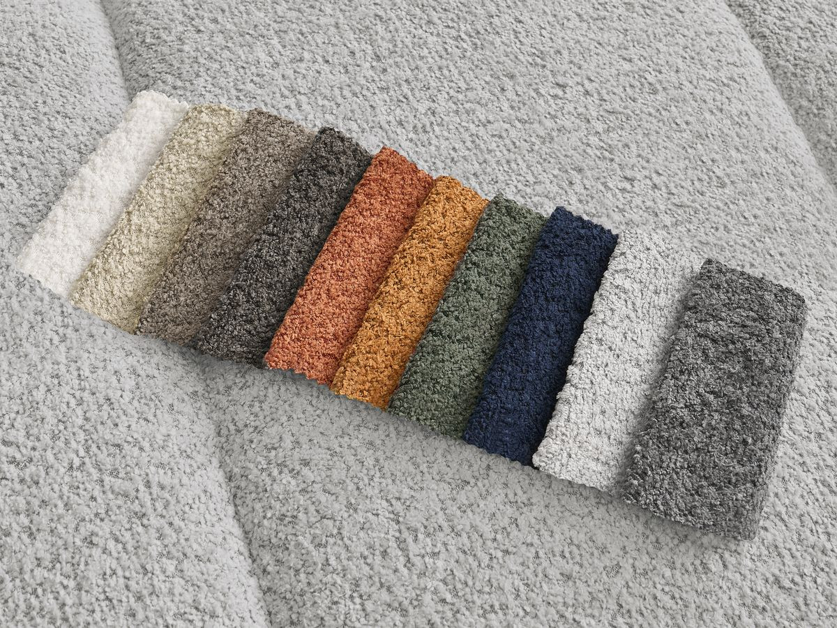 Canapé d'angle PAMIRA bouclette gris clair — vue 4