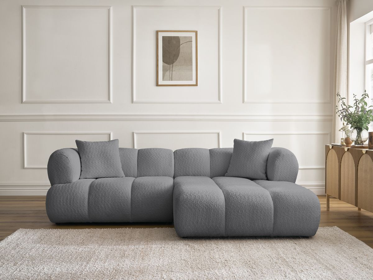 Canapé d'angle PAMIRA bouclette gris foncé — vue 5