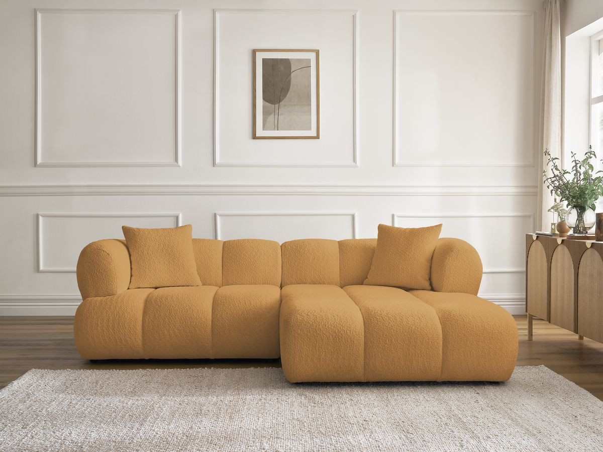 Canapé d'angle PAMIRA bouclette jaune — vue 5