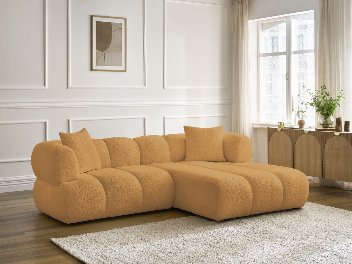 Canapé d'angle PAMIRA bouclette jaune — vue 6