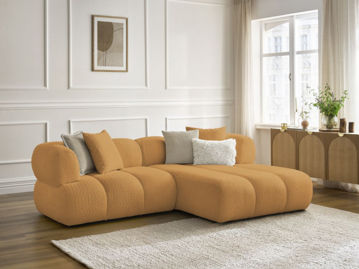 Canapé d'angle fixe PAMIRA tissu bouclette