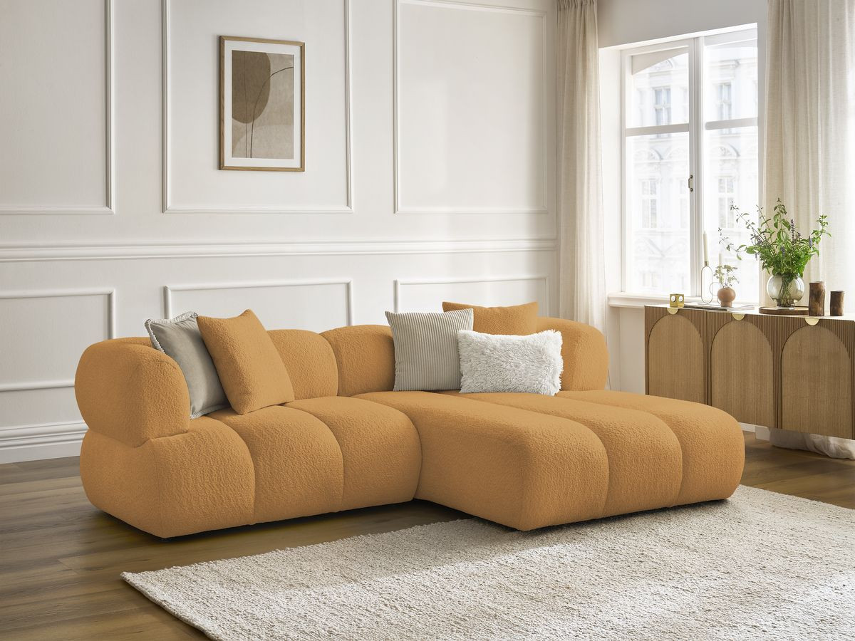 Canapé d'angle PAMIRA bouclette jaune