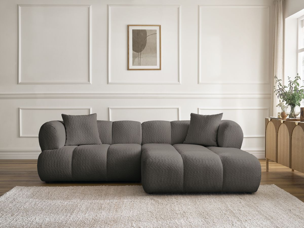 Canapé d'angle PAMIRA bouclette marron — vue 5